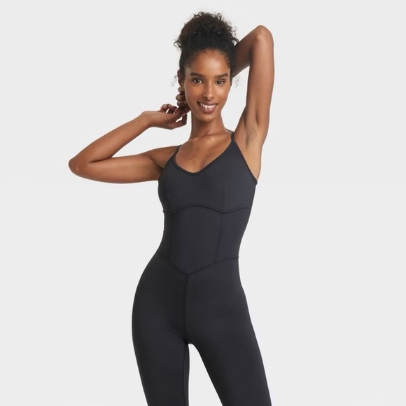 Joylab Small Yoga Corset Black Sleeveless Jumpsuit Bodysuit Onesie Romper - Picture 6 of 8